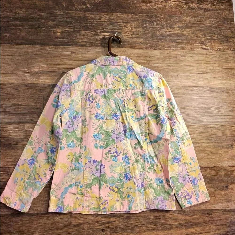 Denim&Co Multicolor Floral Pastel Jean Jacket - Picture 3 of 6